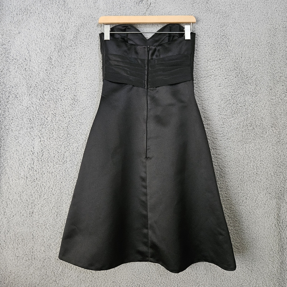 Black Satin Strapless Mini Dress Size 6 Small A-Line Sweetheart Formal Cocktail - Picture 2 of 13